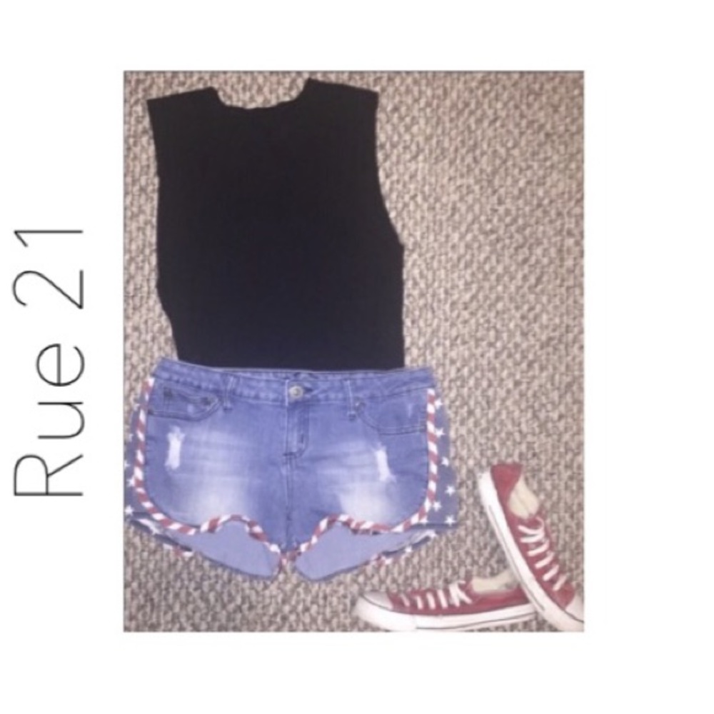 American flag style denim shorts
